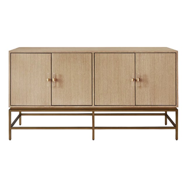 Matthew Izzo Home Ariel Cerused Oak Four Door Buffet With Antique Brass Hardware For Sale