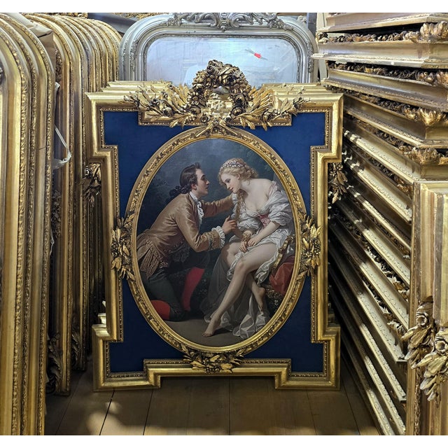 Create an unforgettable focal point with this grand French Rococo-style decorative frame, featuring an exquisite gold leaf...