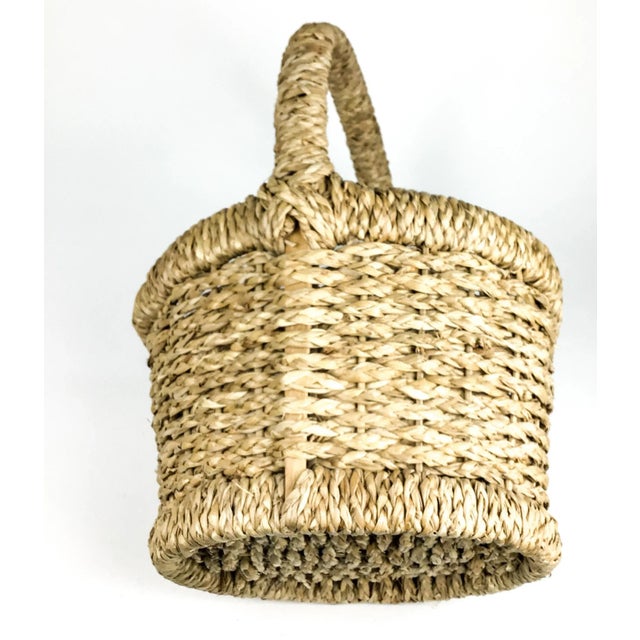 Vintage Large Woven French Seagrass Basket For Sale In Portland, ME - Image 6 of 13