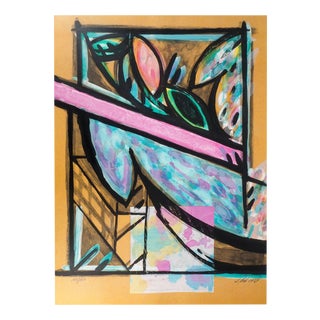 Jacques Poli, Parakeets at the Window, Lithograph For Sale