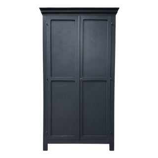 Large Parisian Black Wardrobe, 1950s For Sale