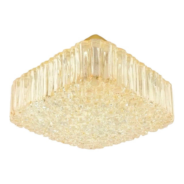 Mid Century Amber Bubble Glass Flush Mount/Ceiling Light or Wall Light/Sconce by Helena Tynell for Limburg, Germany, 1970s For Sale