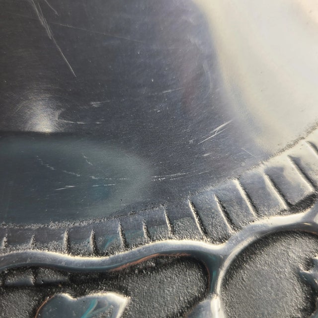 2000s Wilton Armetale Platter Large Garden Path Pattern Pewter For Sale - Image 10 of 11