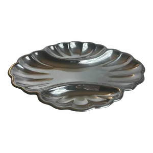 Vintage Birks Silver Plate Divided Serving Plater Scalloped Catering Dish #1010