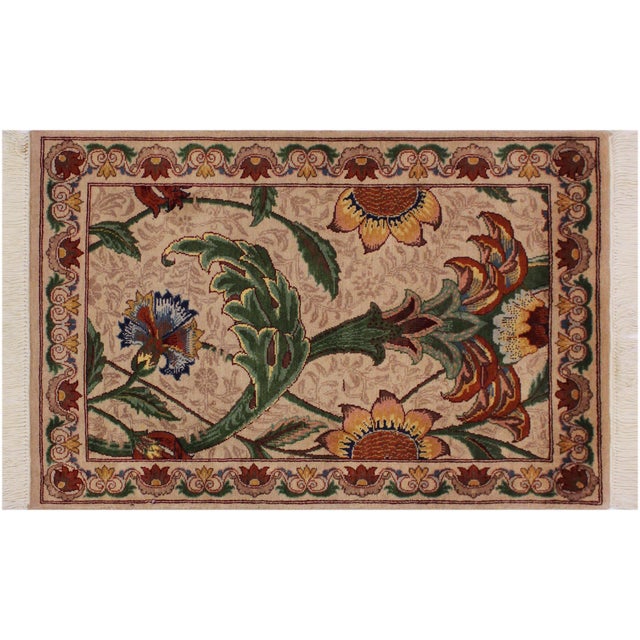 Taupe Beautiful 1990's Pak-Persian Beige/Green Wool Rug - 2'0'' X 3'2'' For Sale - Image 8 of 9