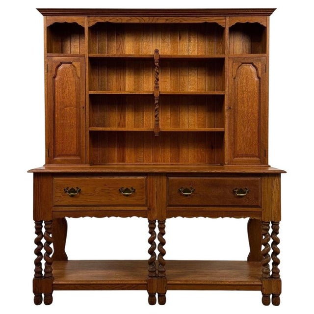 Antique Early 20th Century English Barley-Twist Golden Oak Dresser For Sale - Image 13 of 13