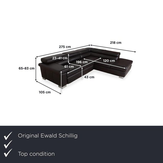 Generously sized corner sofa from the Courage series by Ewald Schillig, whose dark brown leather adds a modern touch to...