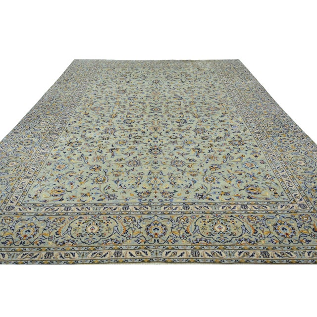 Mid-Century Modern Hand-Knotted Kashan Cork Rug in Wool For Sale - Image 3 of 11