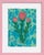 Ebru Flower Original Painting Pink and Blue For Sale