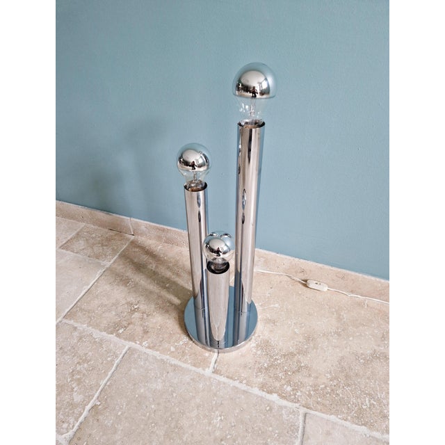 Large Space Age Lamp in Chromed Metal by Gaetano Sciolari for Boulanger, 1970 For Sale - Image 9 of 12