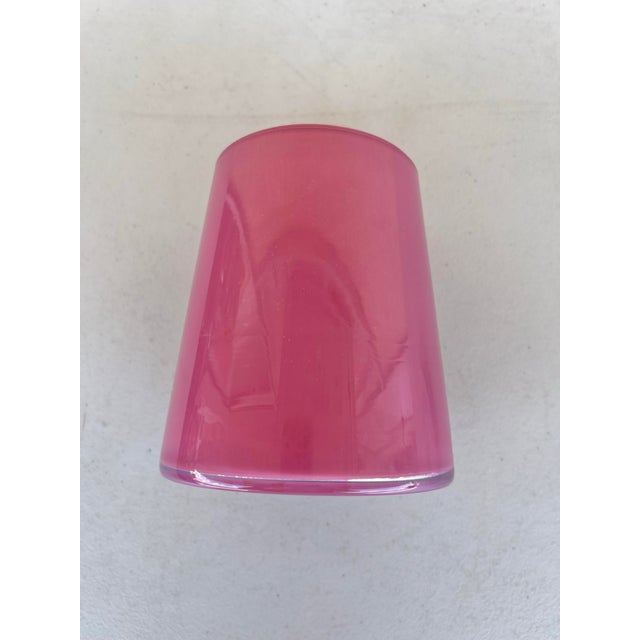 Contemporary Vintage Pink Glass Vase Candle Holder For Sale - Image 3 of 6