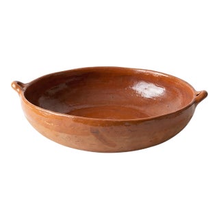 Rustic Mediterranean Glazed Terracotta Bowl For Sale