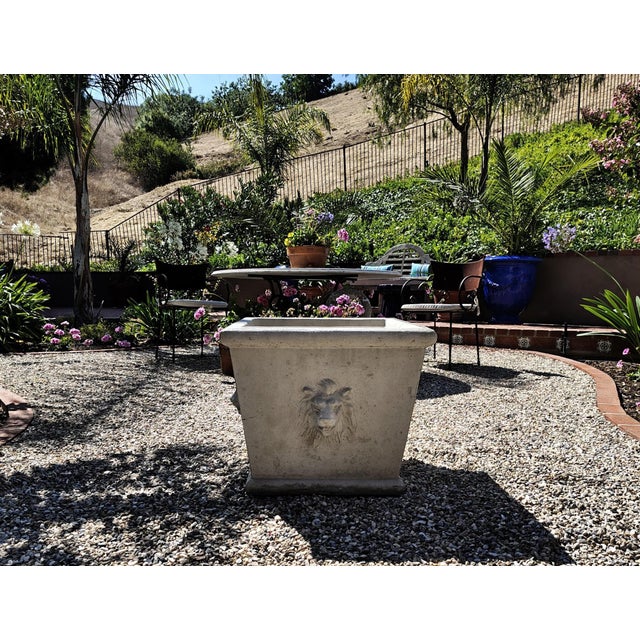 Vintage Cast Concrete Lions Head Planter For Sale - Image 12 of 12