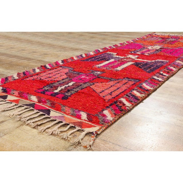Textile Vintage Red Kurdish Eagle Pictorial Rug Runner - 03'04 X 11'04 For Sale - Image 7 of 9