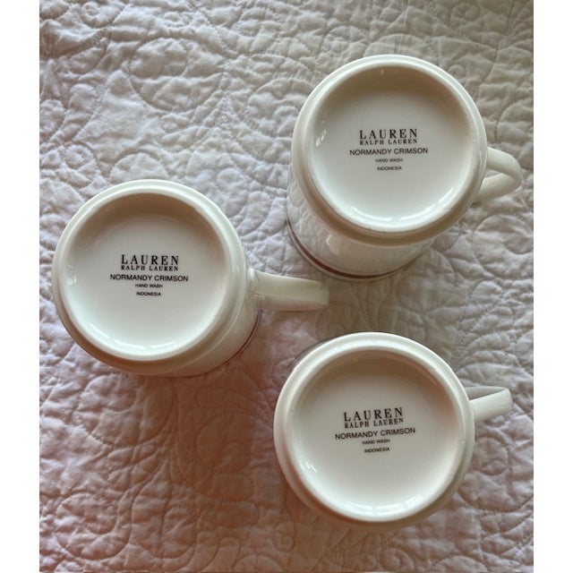 Transitional Lauren Ralph Lauren Normandy Crimson Mugs- Set of 3 For Sale - Image 3 of 4