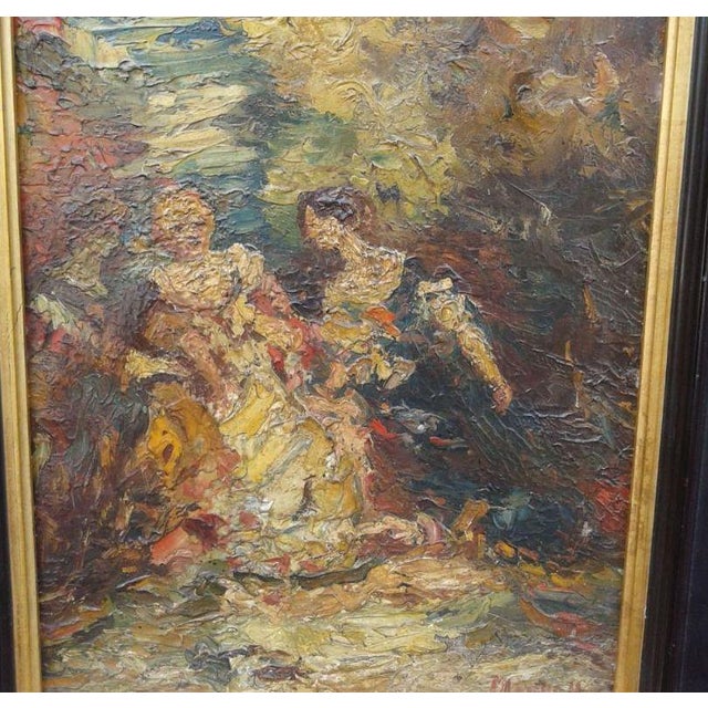 Adolphe Monticelli (1824–1886), Signed Oil on Canvas, Two Elegant Ladies in a Park & Expert Certificate For Sale - Image 6 of 17