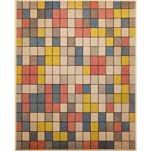 1958 After Piet Mondrian "Composition in Bright Colors" Vintage Full-Color Print From England For Sale