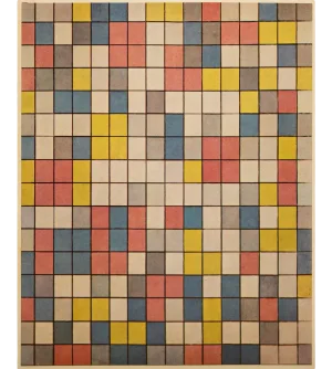 1958 After Piet Mondrian "Composition in Bright Colors" Vintage Full-Color Print From England