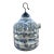 Large Blue & White Chinoiserie Ceramic Birdcage Sculpture With Perched Birds For Sale
