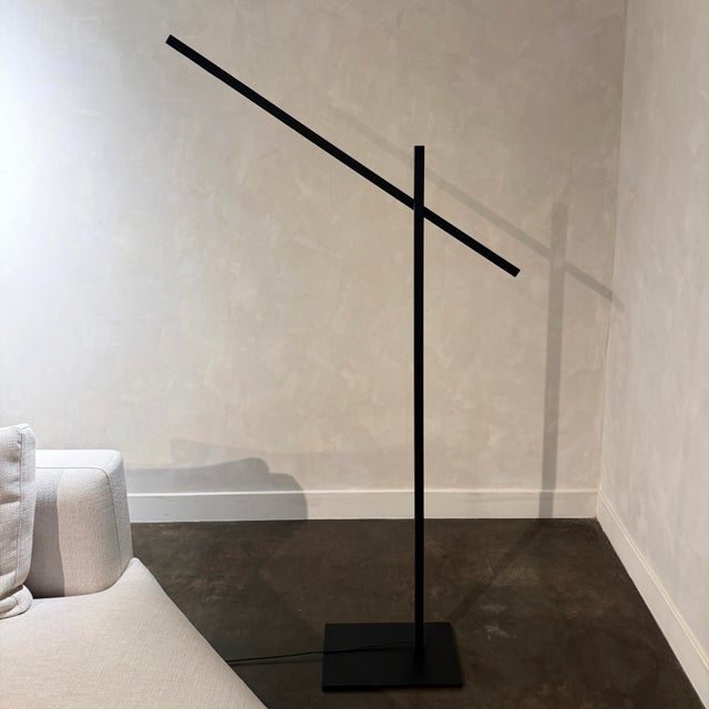 Hashi Flexible Floor Lamp by Davide Groppi with a matte black metal flexible and 3000K led integrated lights and dimmer....