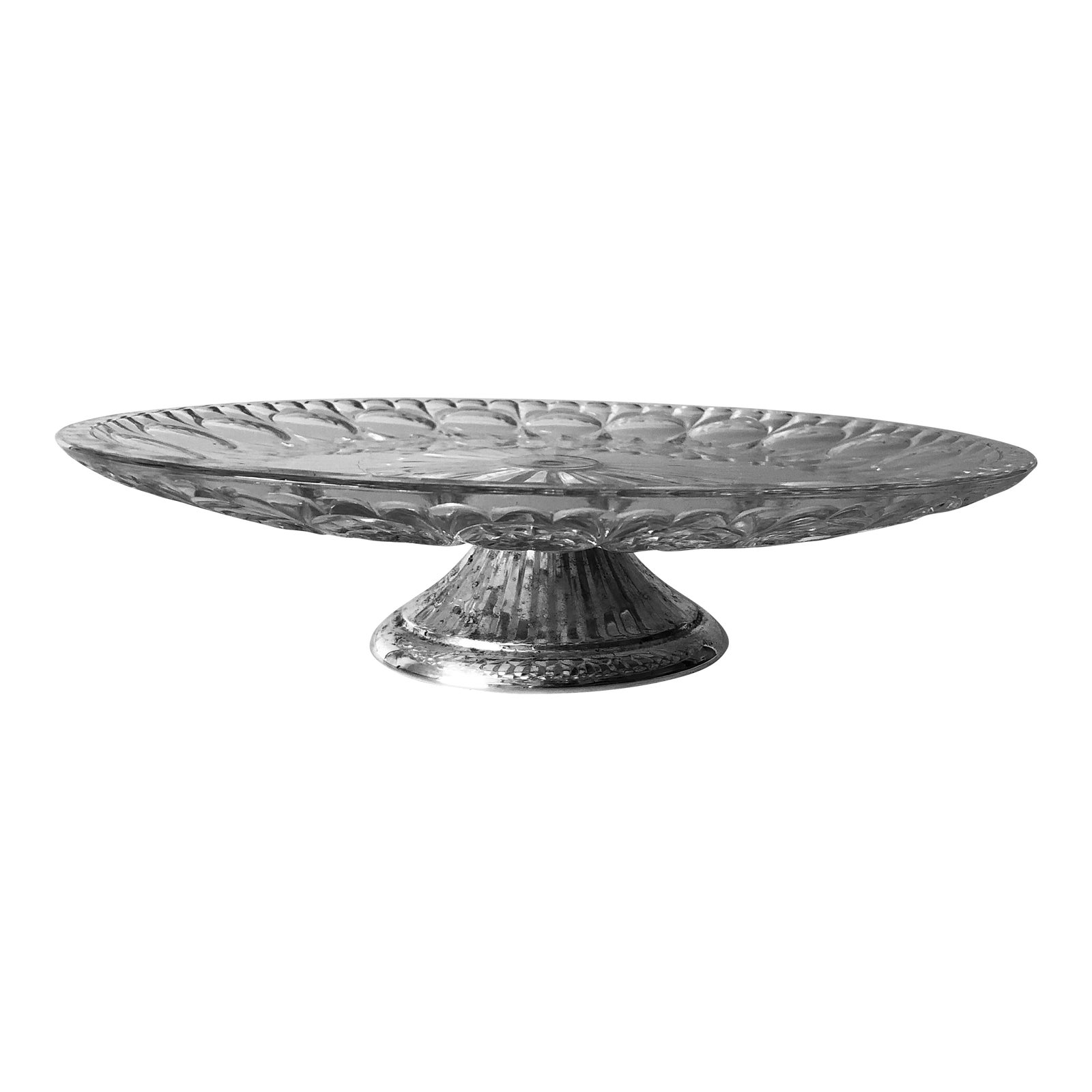 Vintage Cut Glass & Silver Plate Cake Stand Chairish