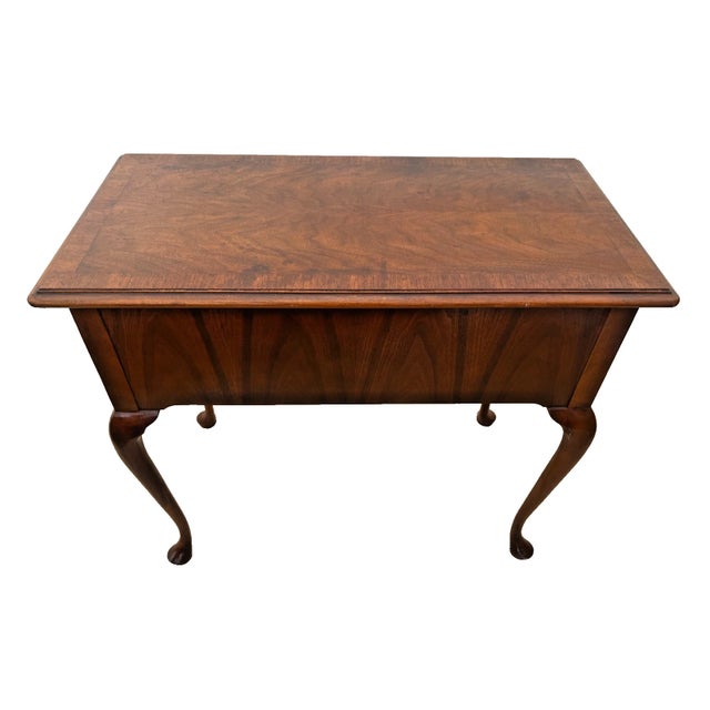 1950s Solid Walnut Petite Desk Vanity, Chippendale Style, Three Dovetail Drawers For Sale In Palm Springs - Image 6 of 11