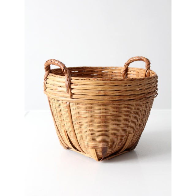 Brown Vintage French Country Style Woven Basket For Sale - Image 8 of 14