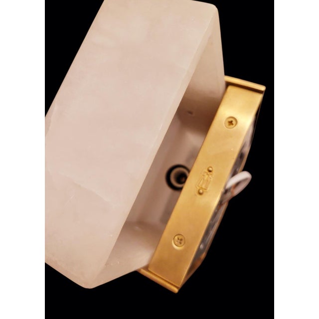 Metal Visual Comfort Alabaster Brass 1 Light Bathroom Hall Wall Sconce Lamp For Sale - Image 7 of 8