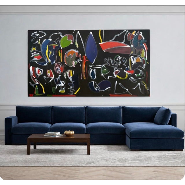 This very large and impressive abstract painting is by well known artist MARJORIE SCHLOSSMAN (American, b. 1944). She...