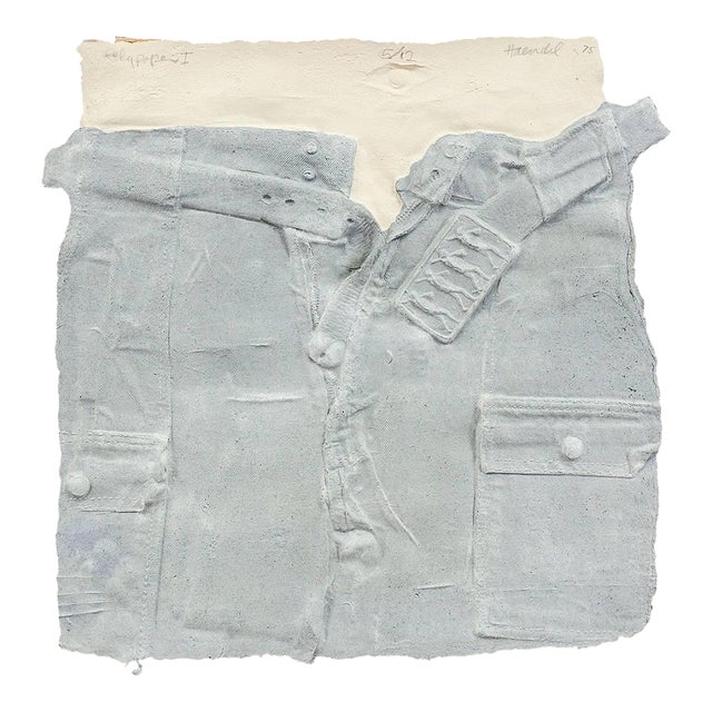 William Haendel, Bill Haendel Cast Paper Relief Sculpture Blue Jeans 1975 For Sale