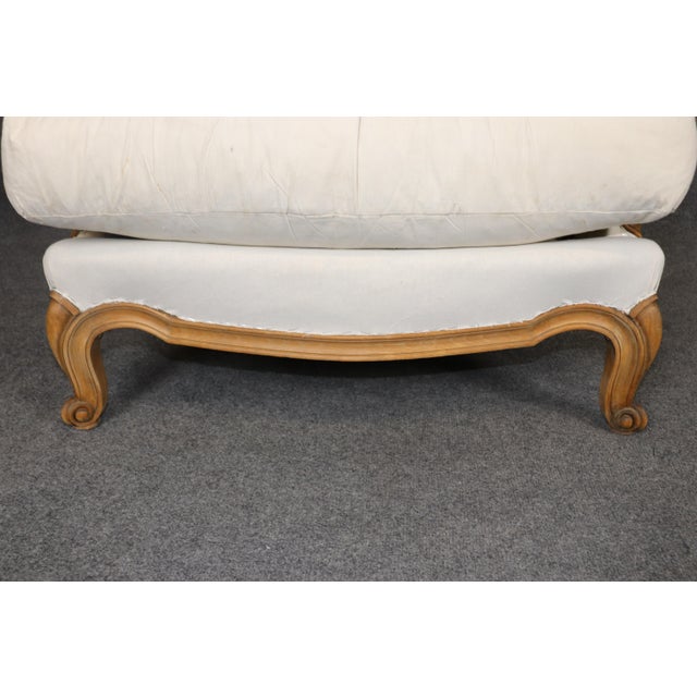 Pair of French Louis XV Style Oversized Upholstered Bergere Chairs C. 1920's For Sale - Image 10 of 13