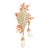 Hutton Wilkinson Coral Enamel Faux Pearl, Rhinestone Gold Filled Brooch or Pin, 1980's For Sale