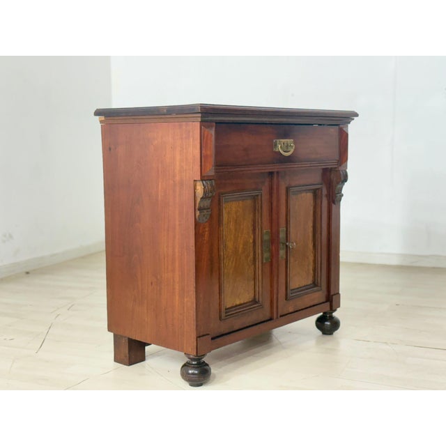 Antique Gründerzeit Walnut Veneer and Brass Fittings Vertiko Chest of Drawers, 1900 For Sale - Image 9 of 11