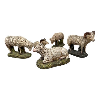 Antique Hand-Painted Sheep Models, 1890s, Set of 5 For Sale