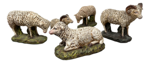 Antique Hand-Painted Sheep Models, 1890s, Set of 5