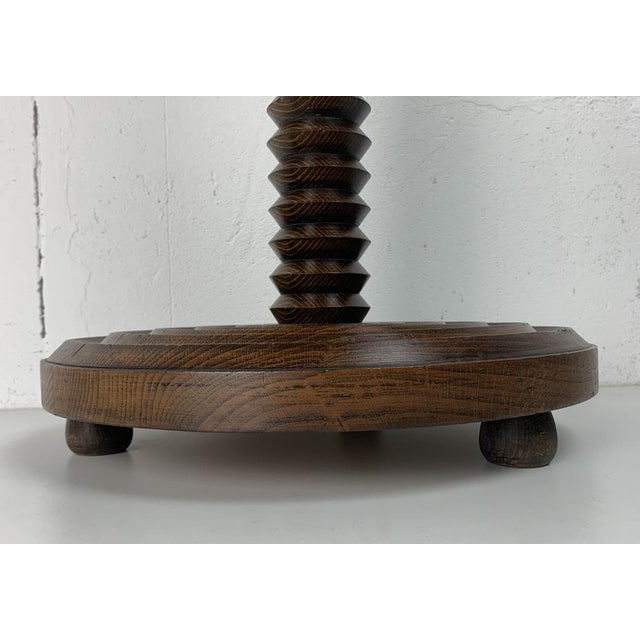French Brutalist Wood Turned Side Table by Charles Dudouyt, 1940s For Sale - Image 6 of 17