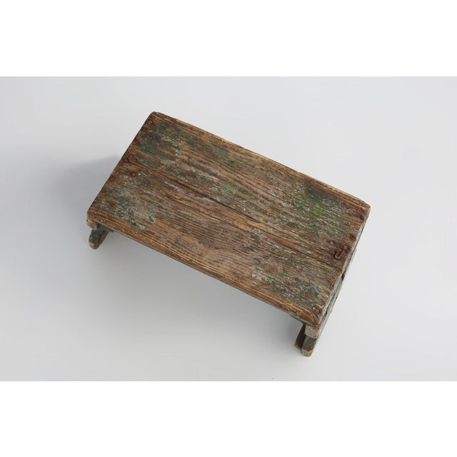 Industrial Green Wooden Stool, France, 1900s, 1890s For Sale - Image 11 of 12