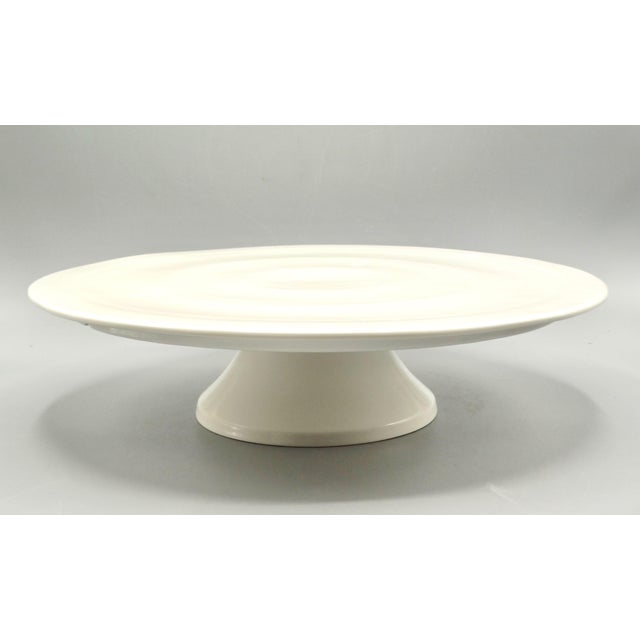 Early 20th Century Antique French White Ironstone Cake Stand on Pedestal, Modernist For Sale - Image 5 of 8