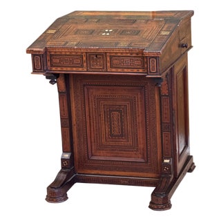 Mid-19th C. Middle Eastern Marquetry Inlaid Davenport Desk For Sale