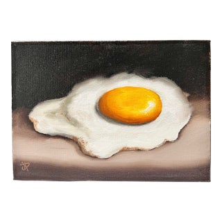 Original Fried Egg Still Life Painting by Jane Palmer For Sale
