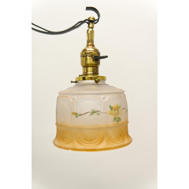 Art Nouveau Wrought Iron Floor Lamp With Glass Shade For Sale - Image 3 of 9