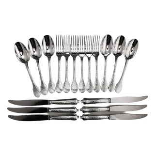 Soubise Dinner Service in Minerva Silver from Puiforcat, 1920s, Set of 18 For Sale