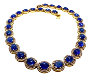 Bochic “Capri” Vintage Tanzanite & Diamond Necklace Set 18K Gold & Silver