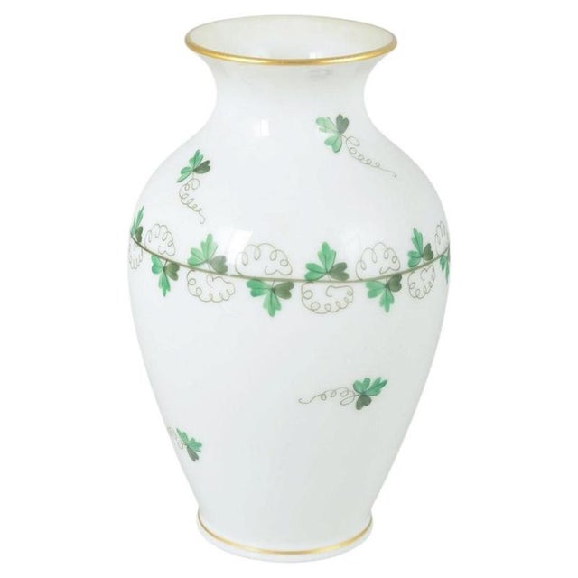 20th Century Porcelain Vase with Green Leaf Decoration by Herend, Hungary For Sale - Image 5 of 5
