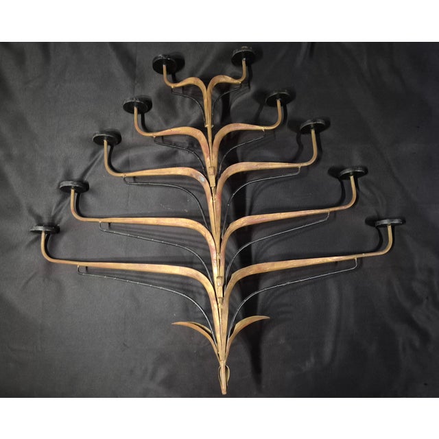 Mid-Century Modern 1960 - 1970 Italian Gilt Iron Candle Sconce For Sale - Image 3 of 3