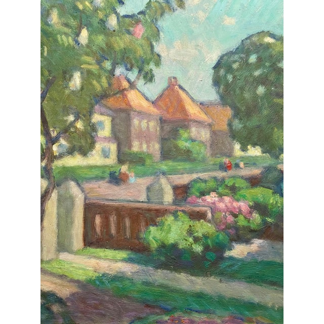 Mid 20th Century Vintage Oil Painting Impressionist City Garden. Signed, Framed. For Sale In New York - Image 6 of 10