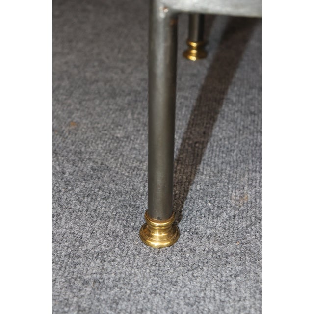 John Vesey Attributed Steel & Brass Two Teir Console W/ Black Glass For Sale - Image 13 of 13