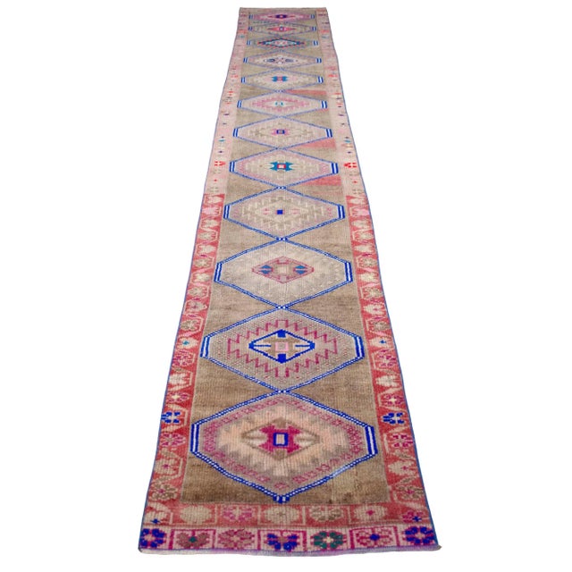Textile 1940s Hand-Knotted Kurdish Tribal Extra Long Runner Rug Herki - 2′8″ × 15′11″ For Sale - Image 7 of 12