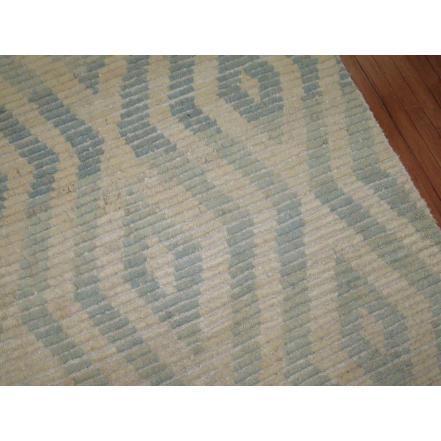 Late 20th Century Zabihi Collection White Blue Gray Modern Turkish Tulu Carpet For Sale - Image 11 of 18