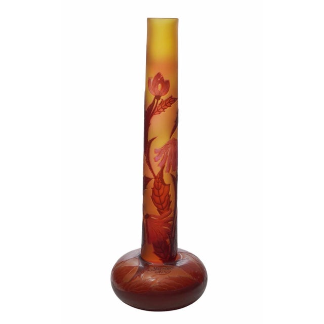 1900 - 1909 1900s Monumental French Signed Émile Gallé Art Nouveau Cameo Glass Vase. For Sale - Image 5 of 11